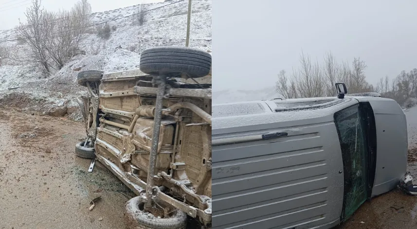 Yozgat’ta hafif ticari araç devrildi: 2 kişi yaralandı