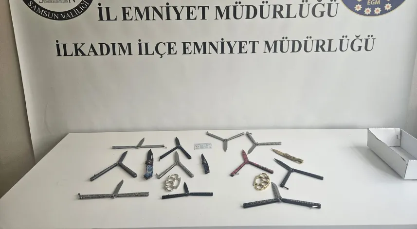 Samsun'da bir kişinin üzerinde 13 bıçak ile muşta ele geçirildi