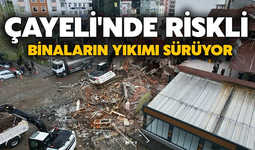 Çayeli'nde riskli binaların yıkımı sürüyor