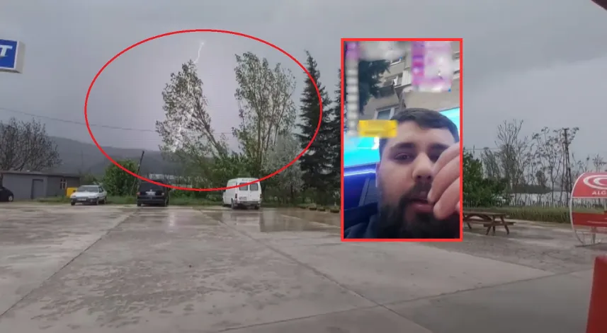 Cep telefonuyla canlı yayında oyun oynarken yıldırım düştü; o anlar kameraya yansıdı