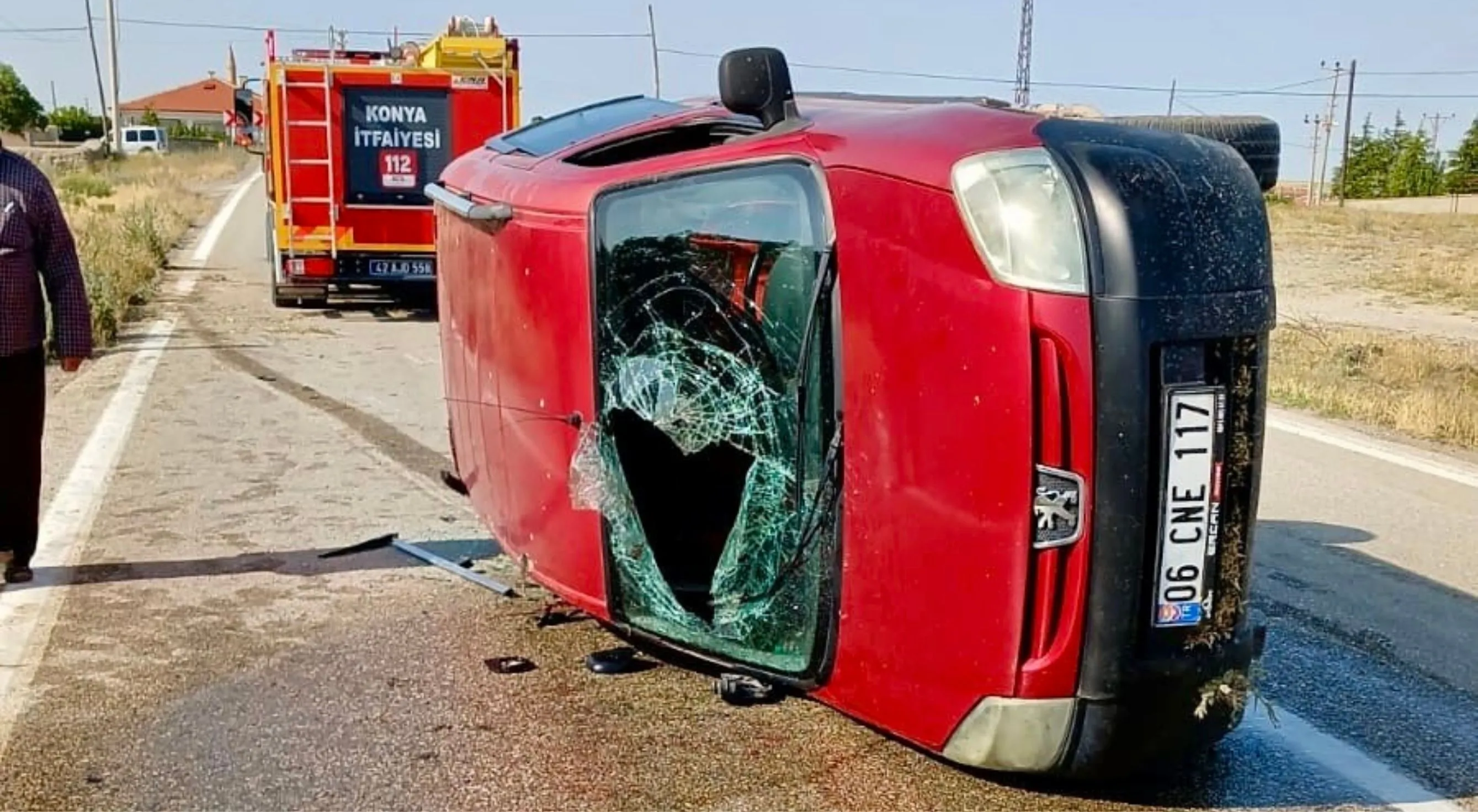 Konya'da otomobil devrildi: 4 yaralı