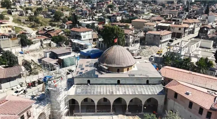 Depremin yıktığı Habib-i Necaar Camii’nde ihya çalışmaları hızla sürüyor