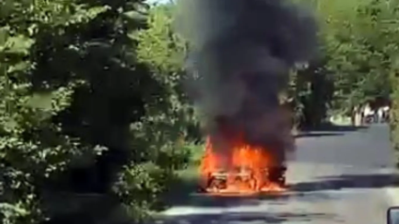 Seyir halindeki otomobil alev alev yandı