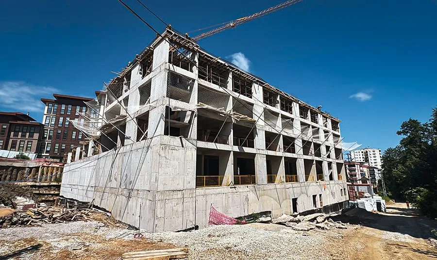 Rize'de 600 kişilik öğrenci yurdunda inşaat çalışmaları sürüyor