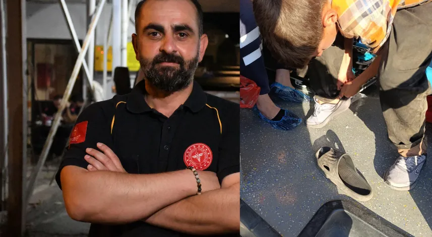 Düzce'de ambulans şoförü yaralı çocuğa ayakkabısını verdi