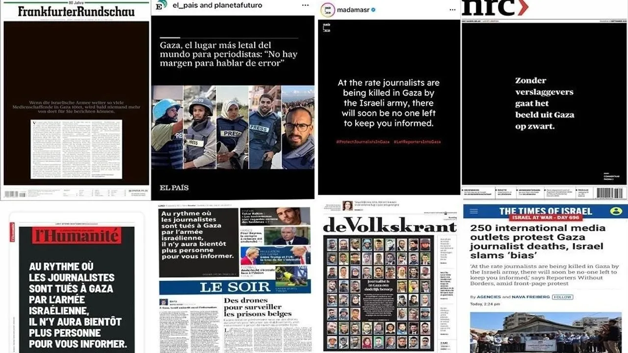Dünya genelinde 250’den fazla medya kuruluşundan İsrail’e tepki: Gazetelerin ilk sayfaları karartıld