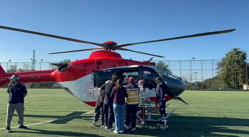 Ordu’da yeni doğan ve solunum sıkıntısı çeken bebek, ambulans helikopterle Samsun’a sevk edildi