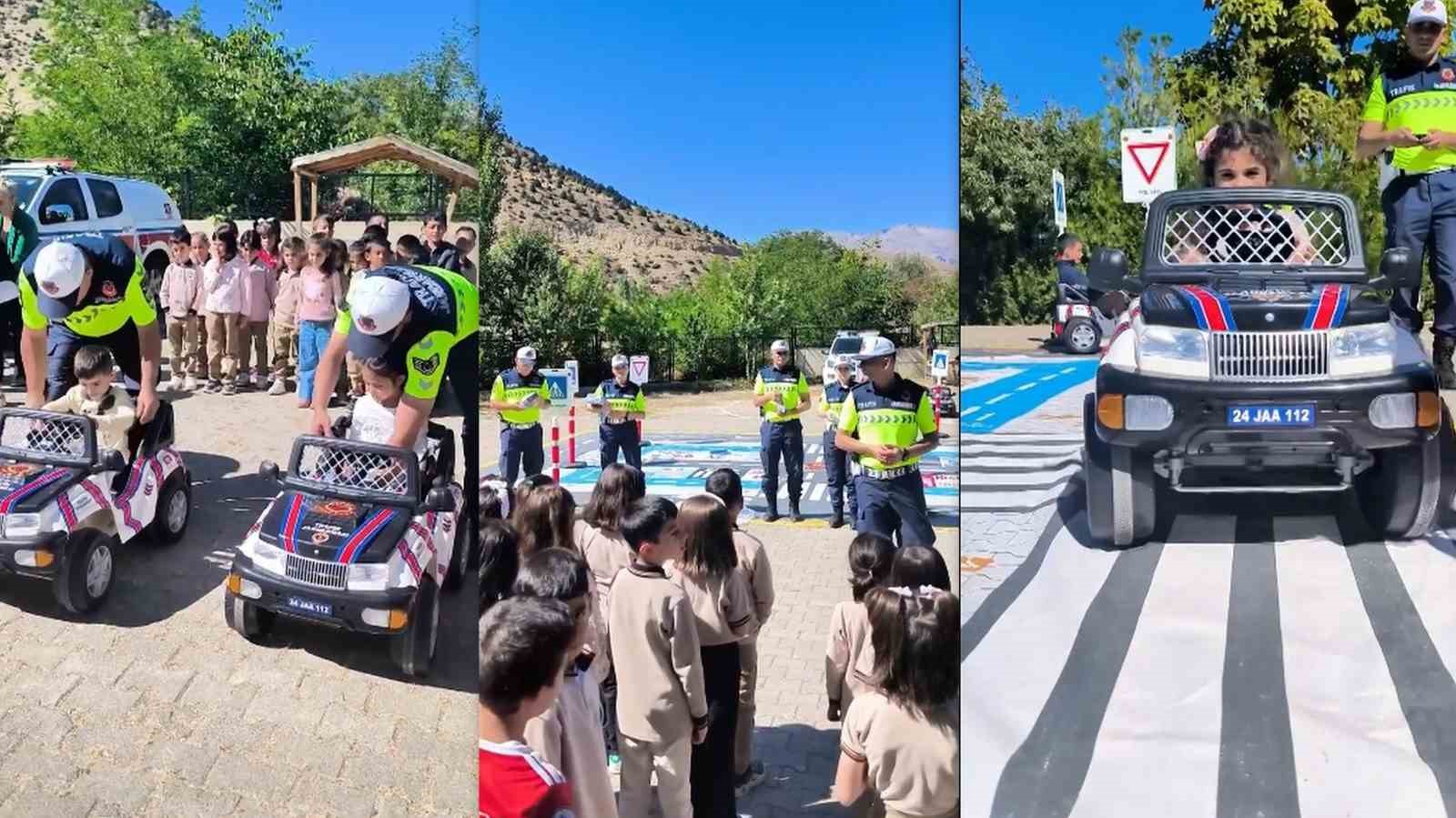 Erzincan’da jandarmadan öğrencilere uygulamalı trafik eğitimi