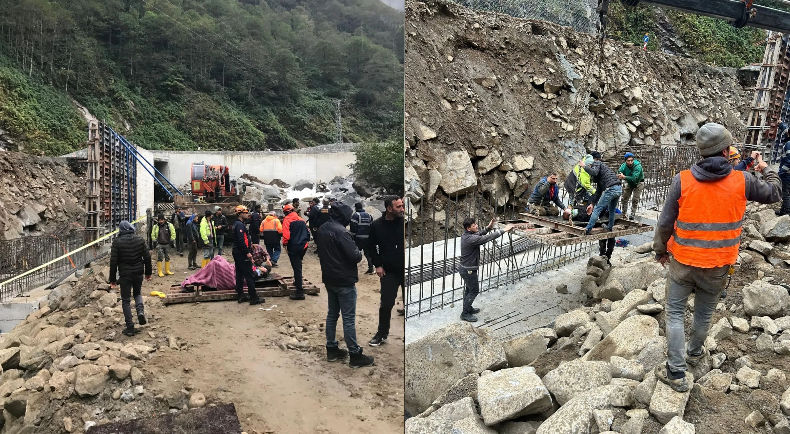 Rize’de duvar inşaatında kalıp çöktü: 5 işçi yaralı
