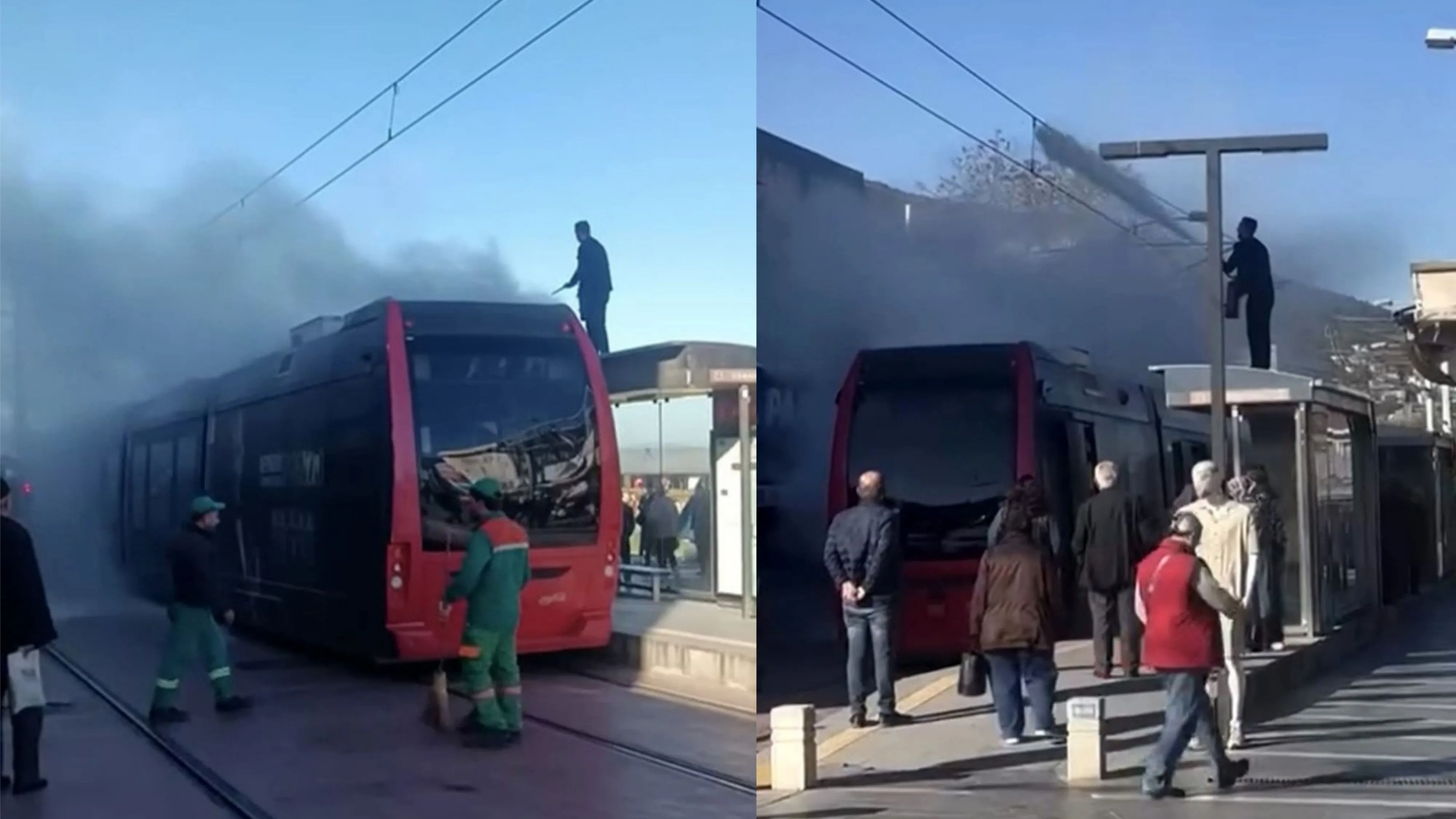 Bursa'da İpek Böceği tramvayında yangın paniği