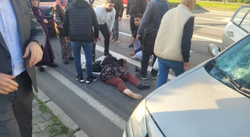 Yaya geçidinde otomobilin çarptığı kadın, ağır yaralandı