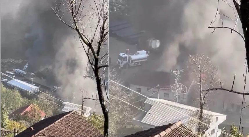 Rize'de şantiyede çıkan yangın söndürüldü