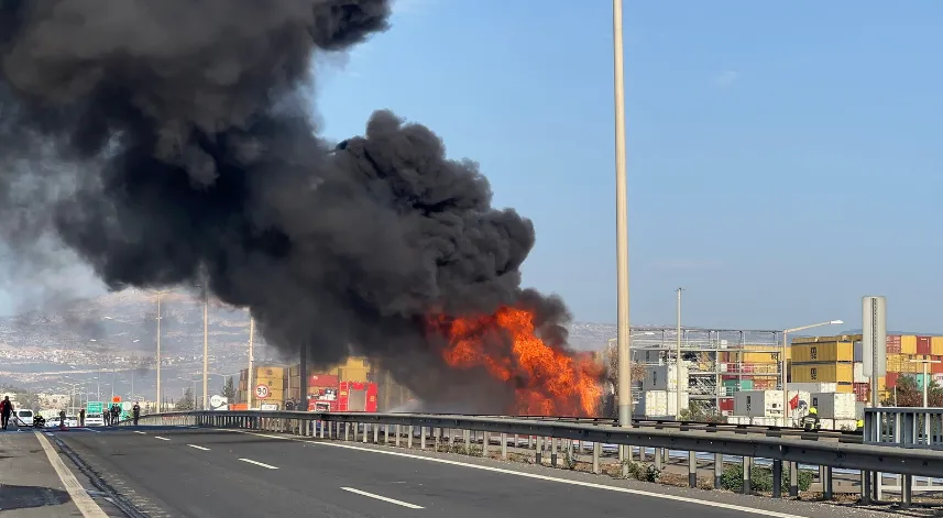 Mazot yüklü tanker alev alev yandı