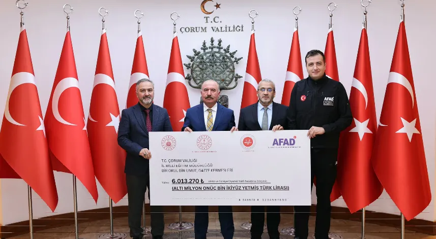 Çorum'da Gazze yararına açılan 188 okuldaki kermeste 6 milyon liradan fazla para toplandı