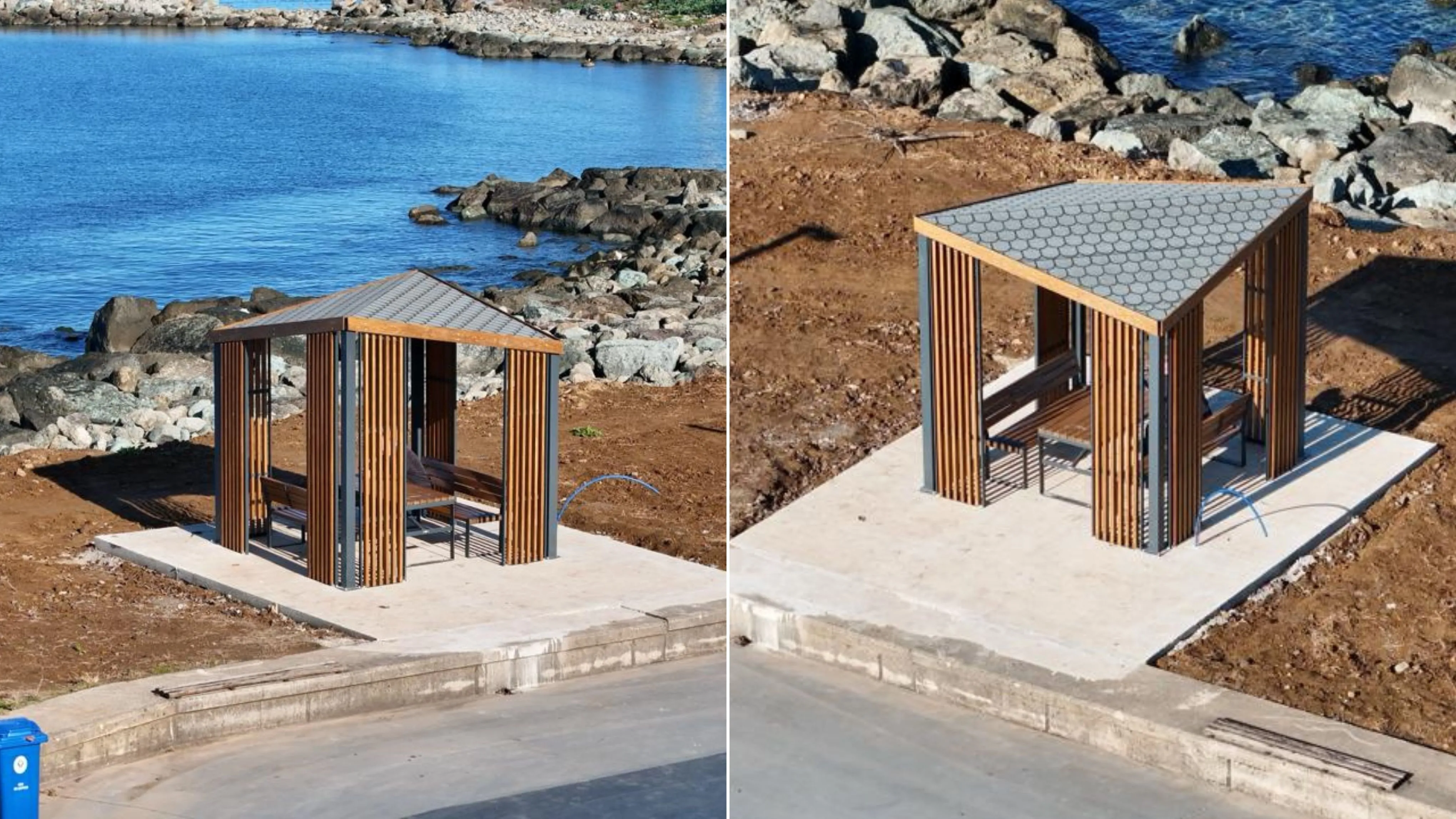 Rize Belediyesi sahil sosyal alanında çardakları yeniliyor