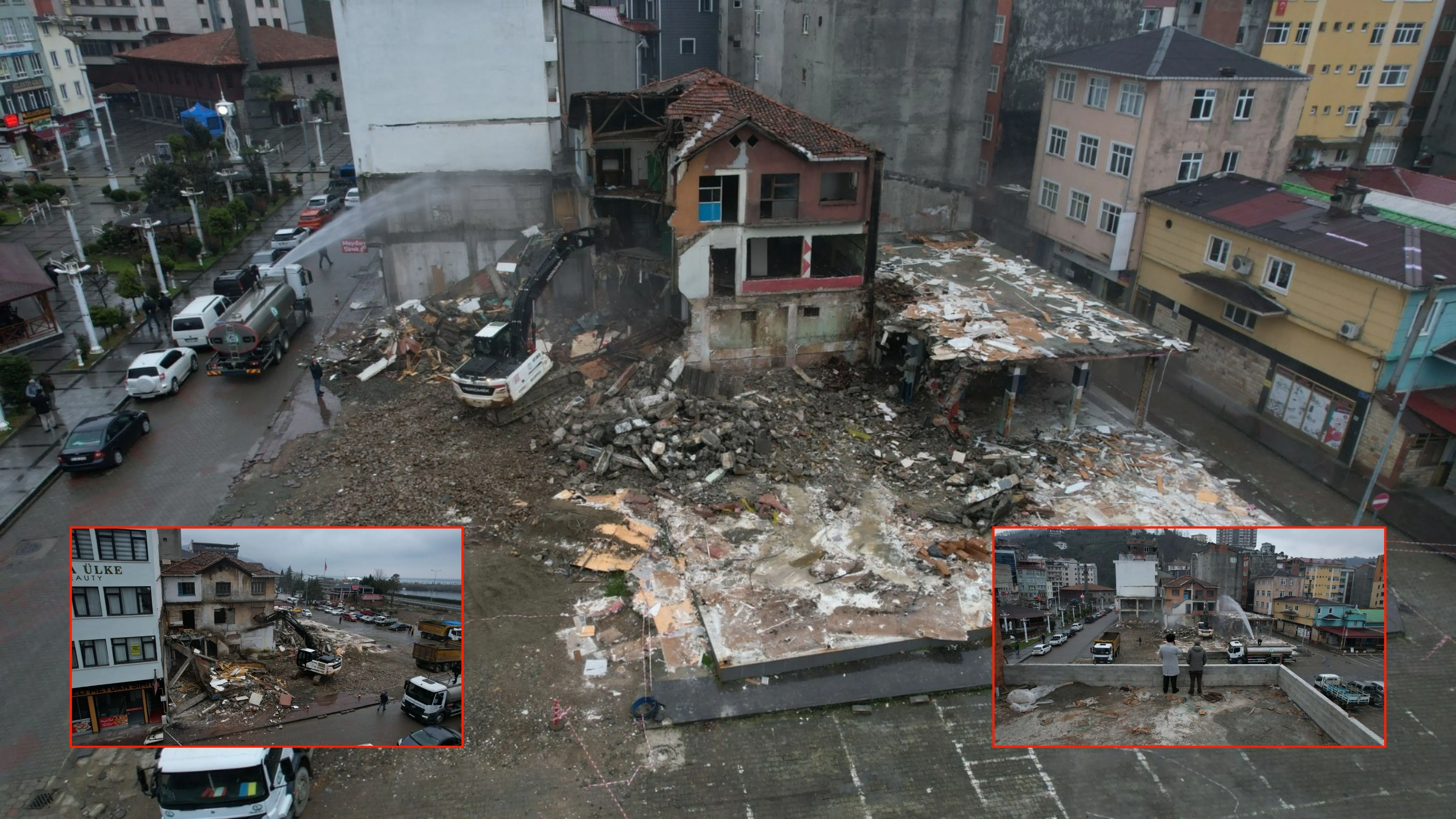 Çayeli'nde kentsel dönüşüm kapsamında yıkımlar sürüyor