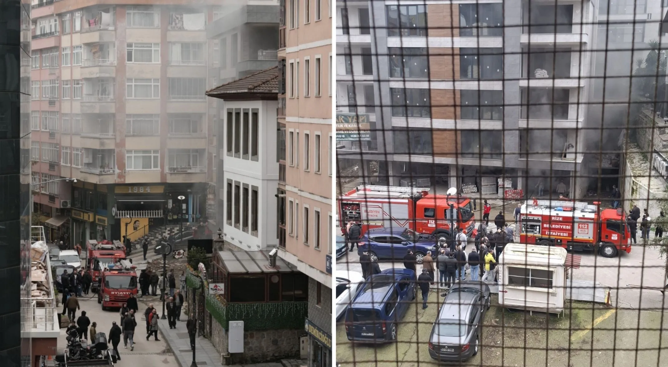 Rize’de inşaat halindeki binada yangın paniği